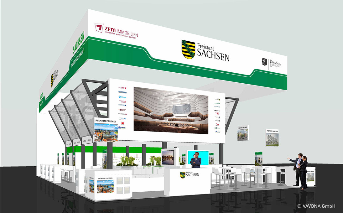 Ansicht Messestand Freistaat Sachsen Expo Real 2018