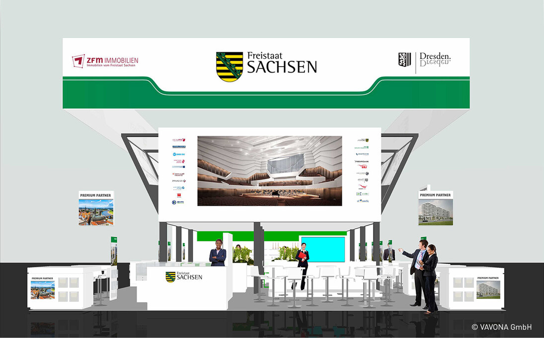 Ansicht Messestand Freistaat Sachsen Expo Real 2018