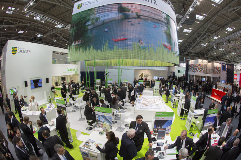 Der 200 m² große Messestand des Freistaates Sachsen in der Halle A2